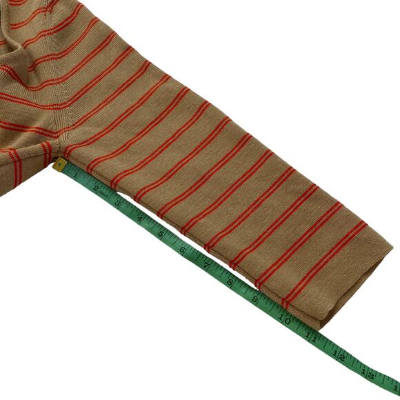 KNITTED & KNOTTED Anthropologie Elodie Tan Orange Stripe Sweater Dress Large - Picture 11 of 11